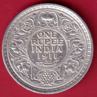 British India 1911  George v one Rupee silver coin – FC5977
