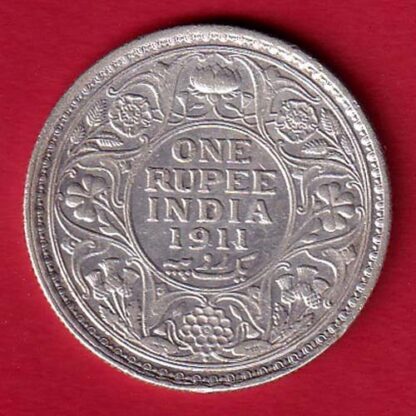British India 1911 George v one Rupee silver coin– FC6006