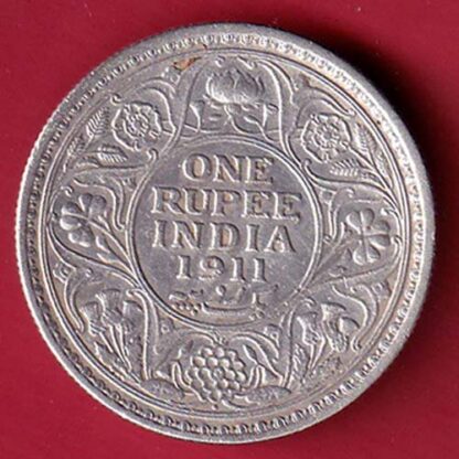 British India 1911 George v one Rupee silver coin– FC6007