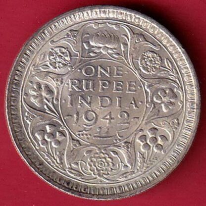 BRITISH INDIA 1942 BOMBAY MINT GEORGE VI ONE RUPEE BEAUTIFUL SILVER COIN– FC6012