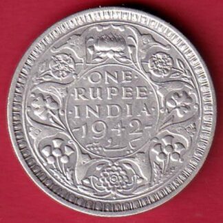 BRITISH INDIA 1942 BOMBAY MINT GEORGE VI ONE RUPEE BEAUTIFUL SILVER COIN  - FC6045