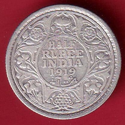 British India 1919  George v half Rupee Silver coin–Fc6096