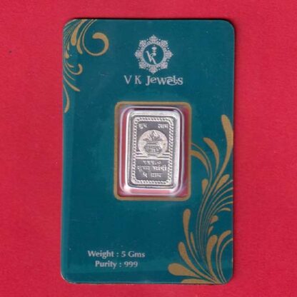 silver token: Weight –  5.00 gm   V.K JEWELS 5 GMS FINE SILVER 999.0 – FC6165