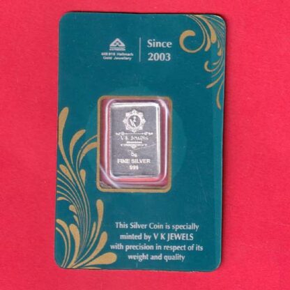 silver token: Weight –  5.00 gm   V.K JEWELS 5 GMS FINE SILVER 999.0 – FC6165 - Image 2
