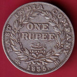 EAST INDIA COMPANY 1835 WILLIAM IIII KING GEORGE ONE RUPEE SILVER COIN –fc6198