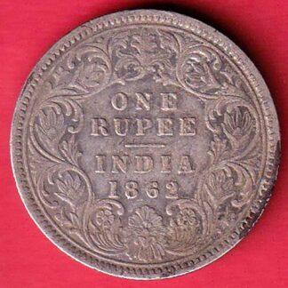 BRITISH INDIA 1862 VICTORIA QUEEN ONE RUPEE BEAUTIFUL SILVER COIN– FC6217