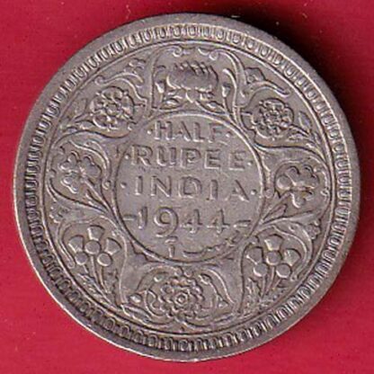 British india 1944 Lahore mint george vi" HALF rupee" silver :- F8232