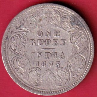 BRITISH INDIA  "1875" VICTORIA QUEEN ONE RUPEE BEAUTIFUL SILVER COIN– F8238