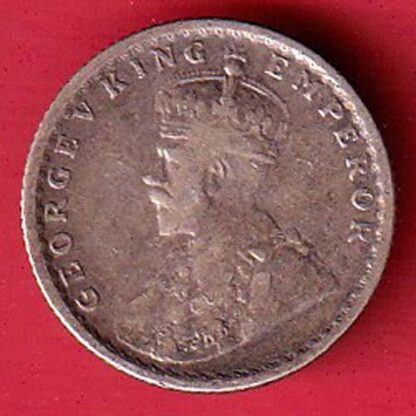 British India 1918 George v 1/4 Rupee silver coin:- F8221 - Image 2