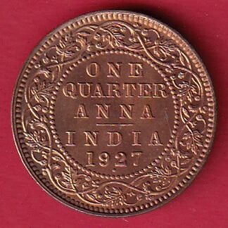 "UNC" BRITISH INDIA 1927 ONE QURTER ANNA GEORGE VI COPPER COIN:- F8222