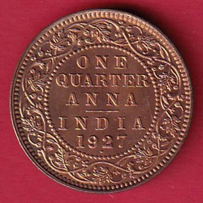 "UNC" BRITISH INDIA 1927 ONE QURTER ANNA GEORGE VI COPPER COIN:- F8222