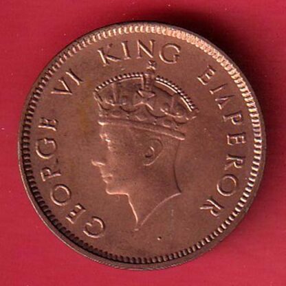 " UNC "BRITISH INDIA 1939 ONE QURTER ANNA GEORGE VI COPPER COIN :- F8225 - Image 2