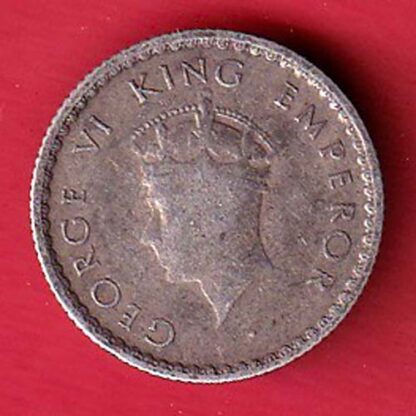 British India 1939 George vi King Emperor 1/4 Rupee silver coin:- F8214 - Image 2