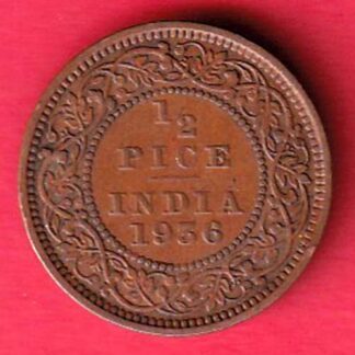 British India 1936 George V King Emperor Half Pice CoiN - F8206