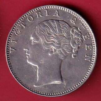 EAST INDIA COMPANY 1840 CONTINIOUS LEGEND VICTORIA QUEEN 1 RUPEE SILVER COIN– FC6247