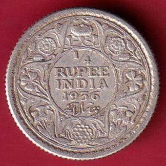 British India BOMBAY MINT 1936 George V 1/4 Rupee Silver coin :- F8174