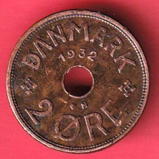2 Øre – Christian X konge af danmark :- F8194