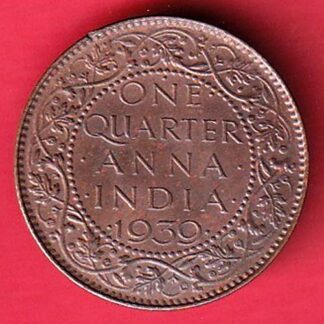 BRITISH INDIA 1939 ONE QURTER ANNA GEORGE VI COPPER COIN:- F8175