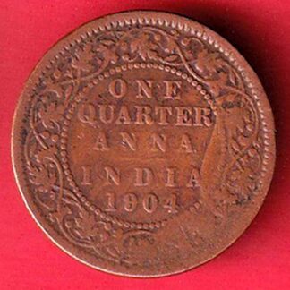 british india 1904 edward vii 1/4 anna copper coin:- F8168