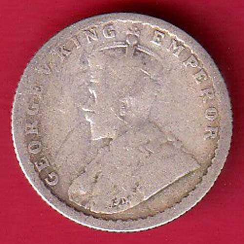 British India 1918 George v 1/4 Rupee silver coin:- F8179 - Image 2