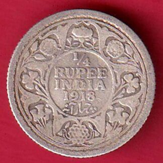 British India 1918 George v 1/4 Rupee silver coin:- F8179