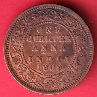 BRITISH INDIA 1909 EDWARD VII 1/4 ANNA COPPER COIN :- F8186
