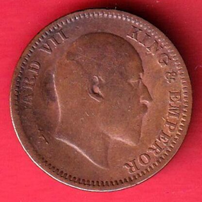 BRITISH INDIA 1909 EDWARD VII 1/4 ANNA COPPER COIN :- F8186 - Image 2