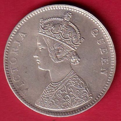 BRITISH INDIA “0/4 DOTS ” 1862 VICTORIA QUEEN ONE RUPEE BEAUTIFUL SILVER COIN – FC6237 - Image 2