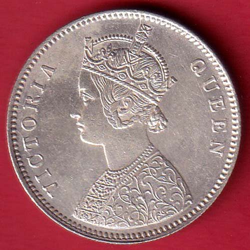 BRITISH INDIA “0/4 DOTS ” 1862 VICTORIA QUEEN ONE RUPEE BEAUTIFUL SILVER COIN – FC6242 - Image 2