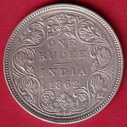 BRITISH INDIA 1862 VICTORIA QUEEN ONE RUPEE BEAUTIFUL SILVER COIN – FC6243