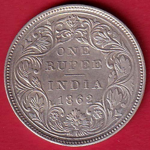 BRITISH INDIA 1862 VICTORIA QUEEN ONE RUPEE BEAUTIFUL SILVER COIN – FC6243