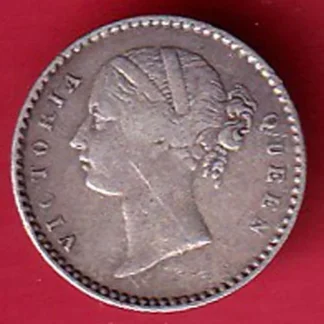 EAST INDIA COMPANY 1841 DIVIDED LEGEND VICTORIA QUEEN two annas SILVER COIN - FC6269