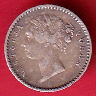 EAST INDIA COMPANY 1840 DIVIDED LEGEND VICTORIA QUEEN two annas  SILVER COIN- FC6272