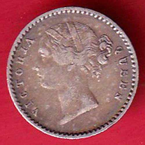 EAST INDIA COMPANY 1840 DIVIDED LEGEND VICTORIA QUEEN two annas  SILVER COIN- FC6272