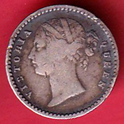 EAST INDIA COMPANY 1841 divided  LEGEND VICTORIA QUEEN two annas  SILVER COIN- FC6275 - Image 2
