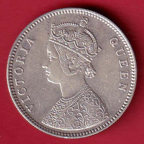 BRITISH INDIA “0/4 DOTS ” 1862 VICTORIA QUEEN ONE RUPEE BEAUTIFUL SILVER COIN- FC6294 - Image 2