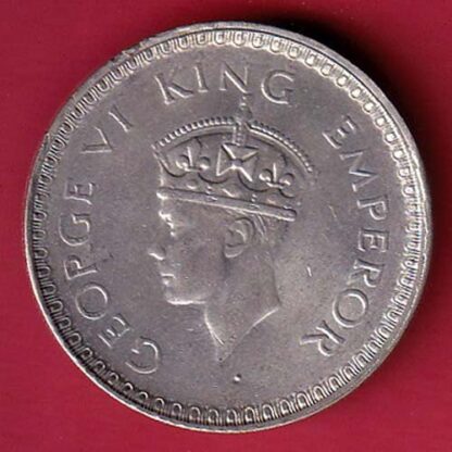 British India 1944 Bombay Mint George VI One Rupee Silver Coin- FC6305