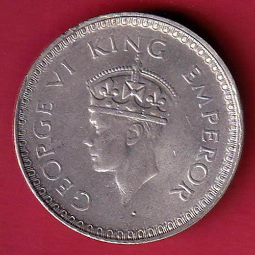 British India 1944 Bombay Mint George VI One Rupee Silver Coin- FC6305