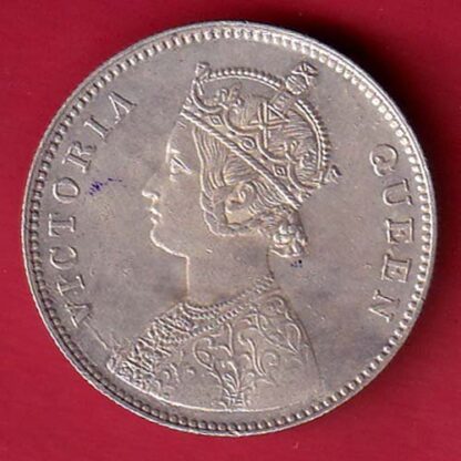 BRITISH INDIA “0/4 DOTS ” 1862 VICTORIA QUEEN ONE RUPEE BEAUTIFUL SILVER COIN- FC6307 - Image 2