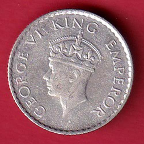 BRITISH INDIA 1940 GEORGE VI BOMBAY MINT VI 1/4 RUPEE SILVER COIN- FC6311 - Image 2