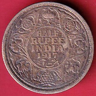 British India 1917 bombay mint George v Emperor half Rupee silver coin– FC6326