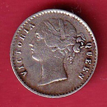 EAST INDIA COMPANY 1841 divided LEGEND VICTORIA QUEEN two annas SILVER COIN– FC6377 - Image 2