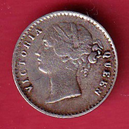 EAST INDIA COMPANY 1841 divided LEGEND VICTORIA QUEEN two annas SILVER COIN– FC6377 - Image 2