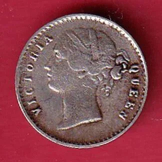 EAST INDIA COMPANY 1841 divided LEGEND VICTORIA QUEEN two annas SILVER COIN– FC6377