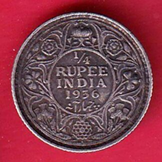 British India BOMBAY MINT 1936 George V 1/4 Rupee Silver coin– FC6382