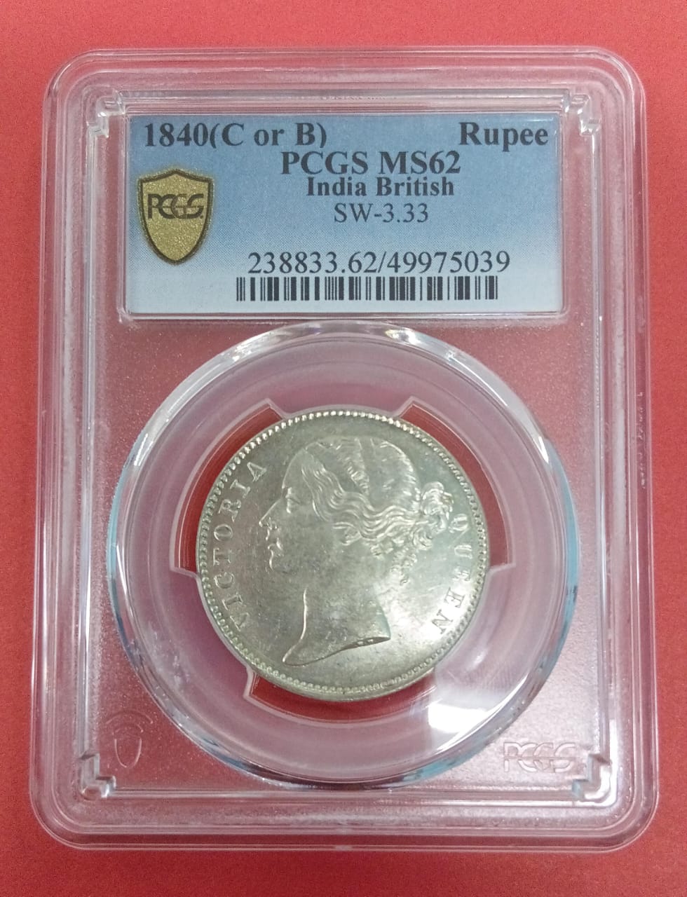 EAST INDIA COMPANY 1840 (C OR B) PCGS MS62 INDIA BRITISH SW-3.33 238833.62/49975039– FC6393 - Image 2