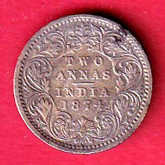 british india 1874 victoria queen 2 annas silver coin – FC6400
