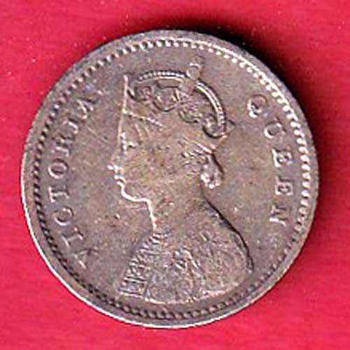 british india 1874 victoria queen 2 annas silver coin – FC6400 - Image 2