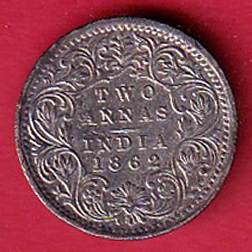 british india 1862 victoria queen 2 annas silver coin – FC6403
