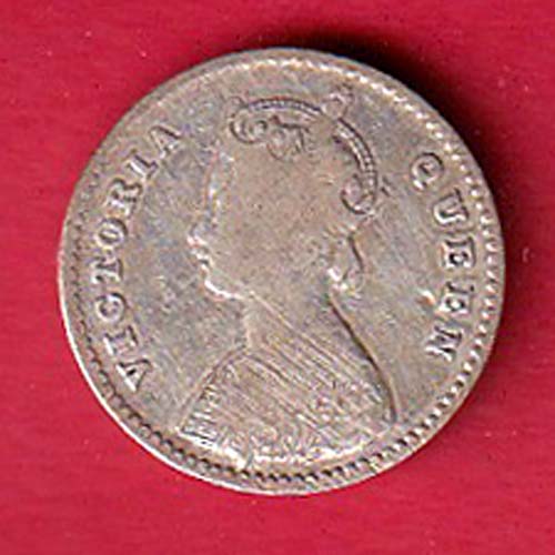 british india 1875 victoria queen 2 annas silver coin – FC6404 - Image 2
